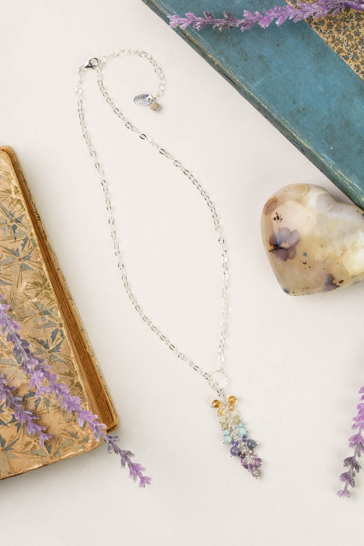 Sanctuary 15.5-17.5" Citrine, Amethyst, Larimar Cluster Necklace