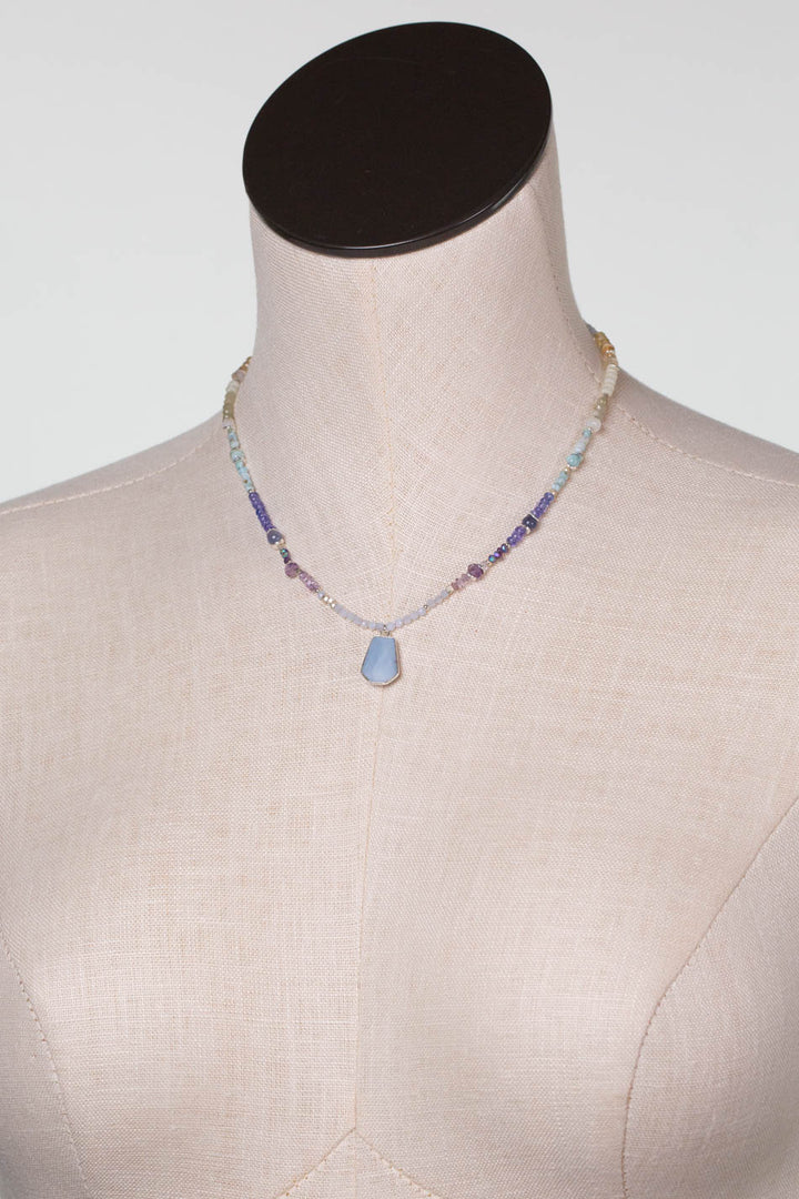 Sanctuary 15.5-17.5" Blue Opal Bezel, Amethyst, Citrine Simple Necklace