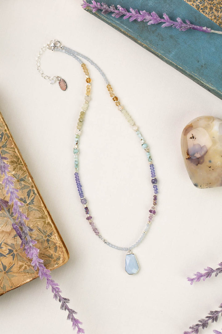 Sanctuary 15.5-17.5" Blue Opal Bezel, Amethyst, Citrine Simple Necklace