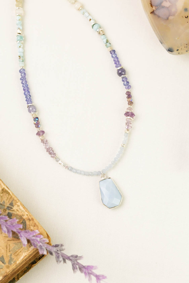 Sanctuary 15.5-17.5" Blue Opal Bezel, Amethyst, Citrine Simple Necklace