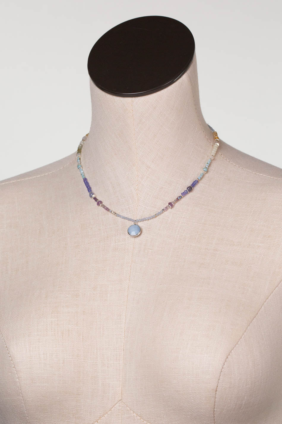 Sanctuary 15.5-17.5" Blue Opal Bezel, Amethyst, Citrine Simple Necklace