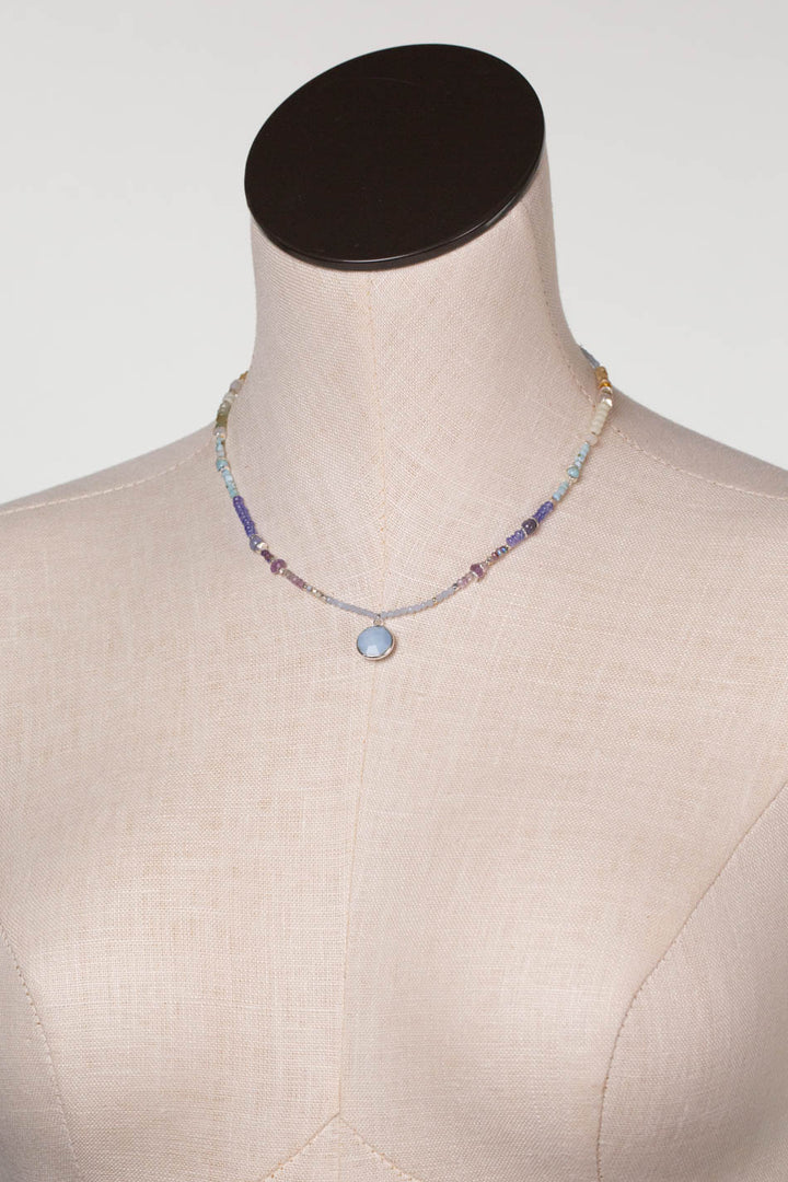 Sanctuary 15.5-17.5" Blue Opal Bezel, Amethyst, Citrine Simple Necklace