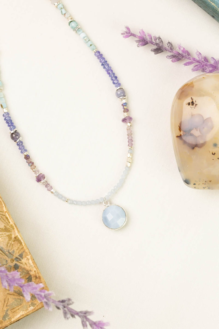 Sanctuary 15.5-17.5" Blue Opal Bezel, Amethyst, Citrine Simple Necklace