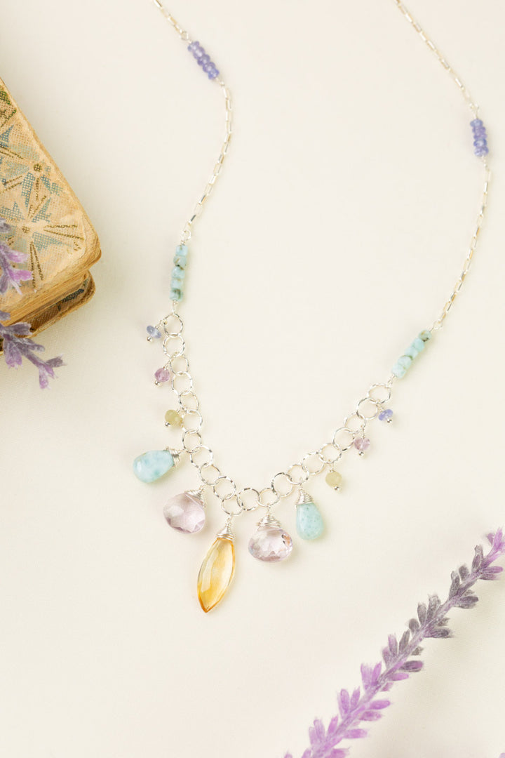 Sanctuary 18-20" Citrine, Amethyst, Larimar Collage Necklace