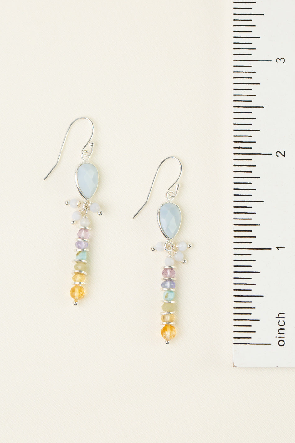 Sanctuary Citrine, Amethyst, Green Cats Eye With Blue Opal Statement Earrings