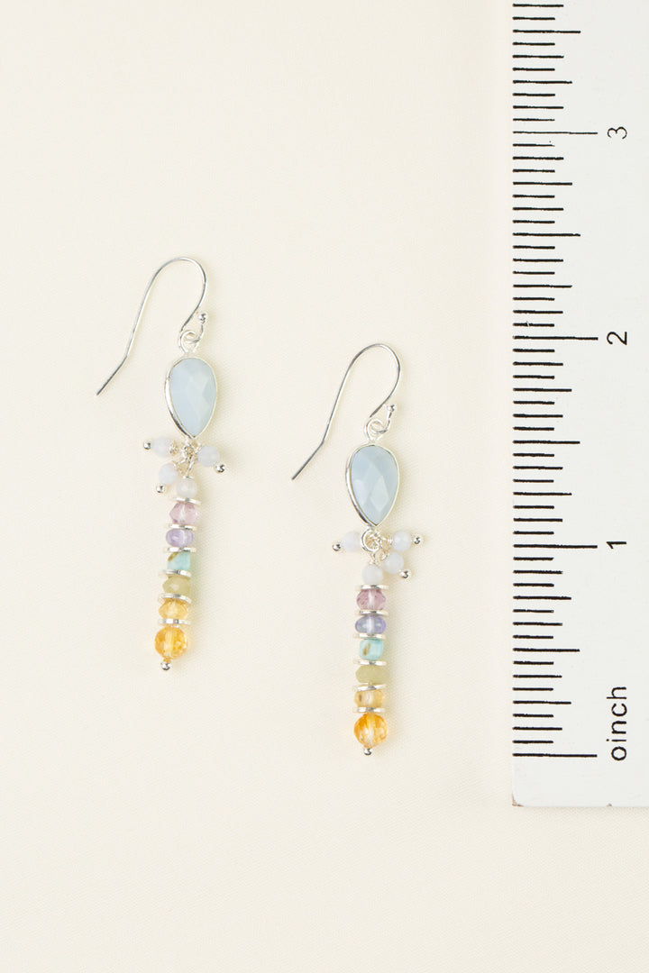 Sanctuary Citrine, Amethyst, Green Cats Eye With Blue Opal Statement Earrings