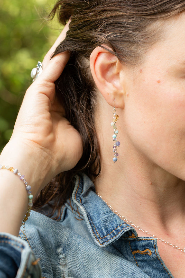 Sanctuary Tanzanite, Amethyst, Citrine With Larimar Statement Earrings