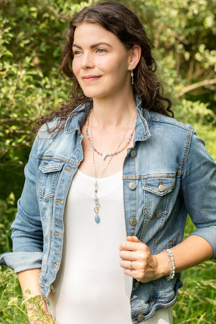 Sanctuary 21-23" Blue Opal Drop, Amethyst, Citrine Simple Necklace
