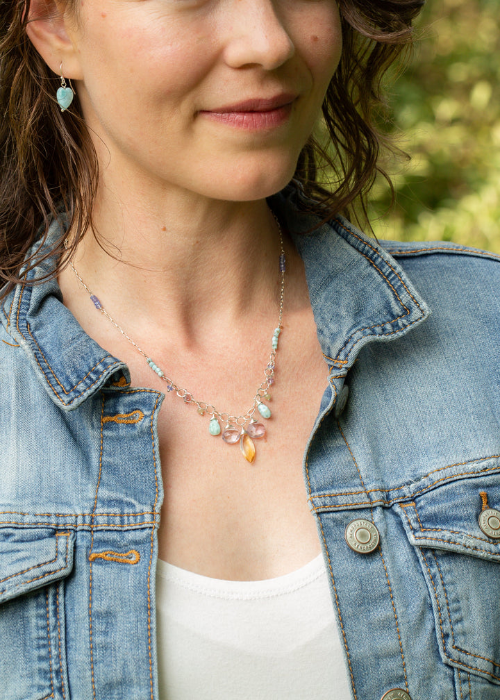 Sanctuary 18-20" Citrine, Amethyst, Larimar Collage Necklace