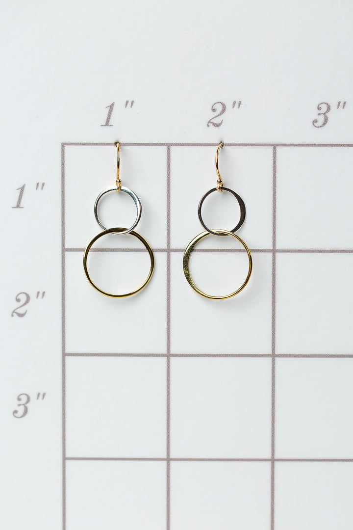 Seaside Double Silver and Gold Hoop Earrings