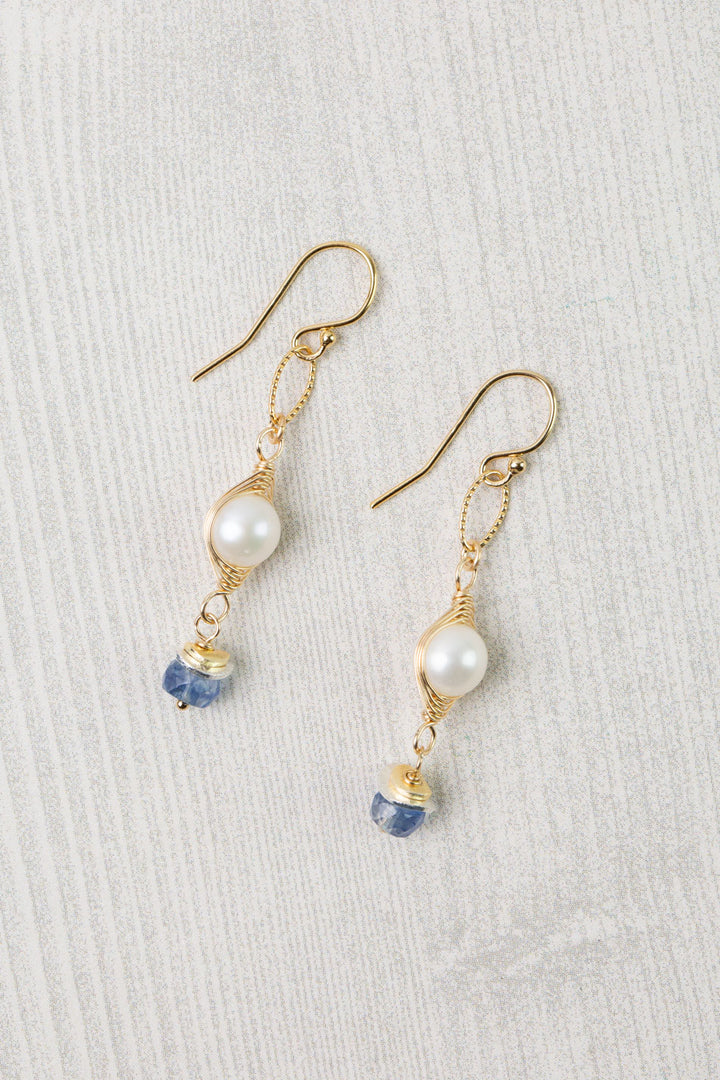 Seaside Iolite Herringbone Earrings