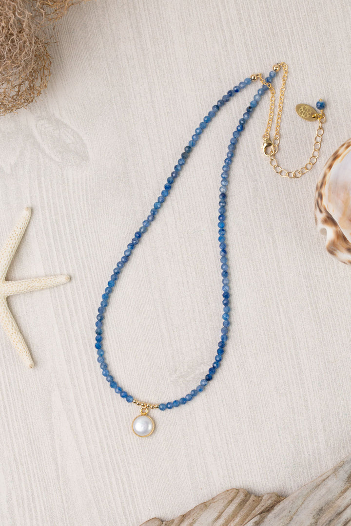 Seaside 16-18" Kyanite With Pearl Simple Necklace