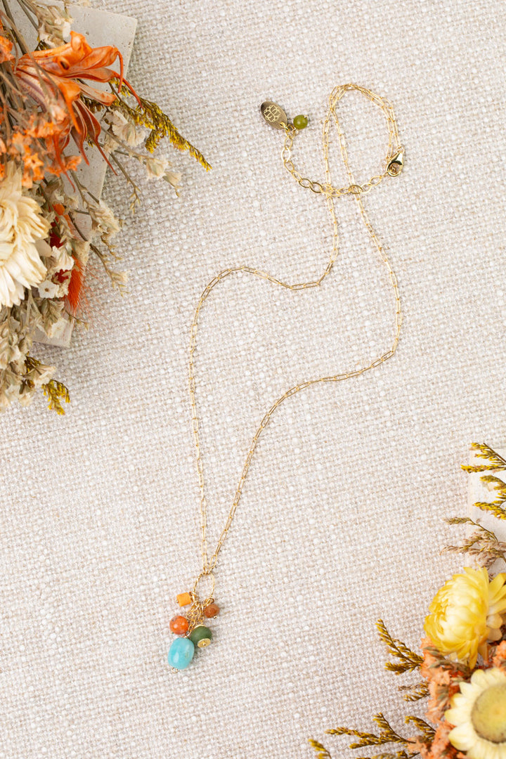 Secret Garden 18-20" Calcite, Amazonite Cluster Necklace