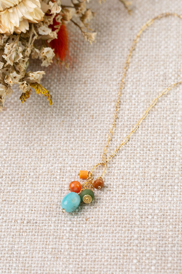 Secret Garden 18-20" Calcite, Amazonite Cluster Necklace