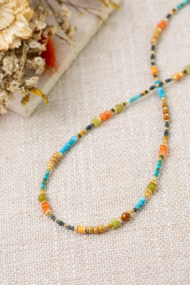 Secret Garden 17-19" Calcite, Amazonite, Czech Glass Simple Necklace