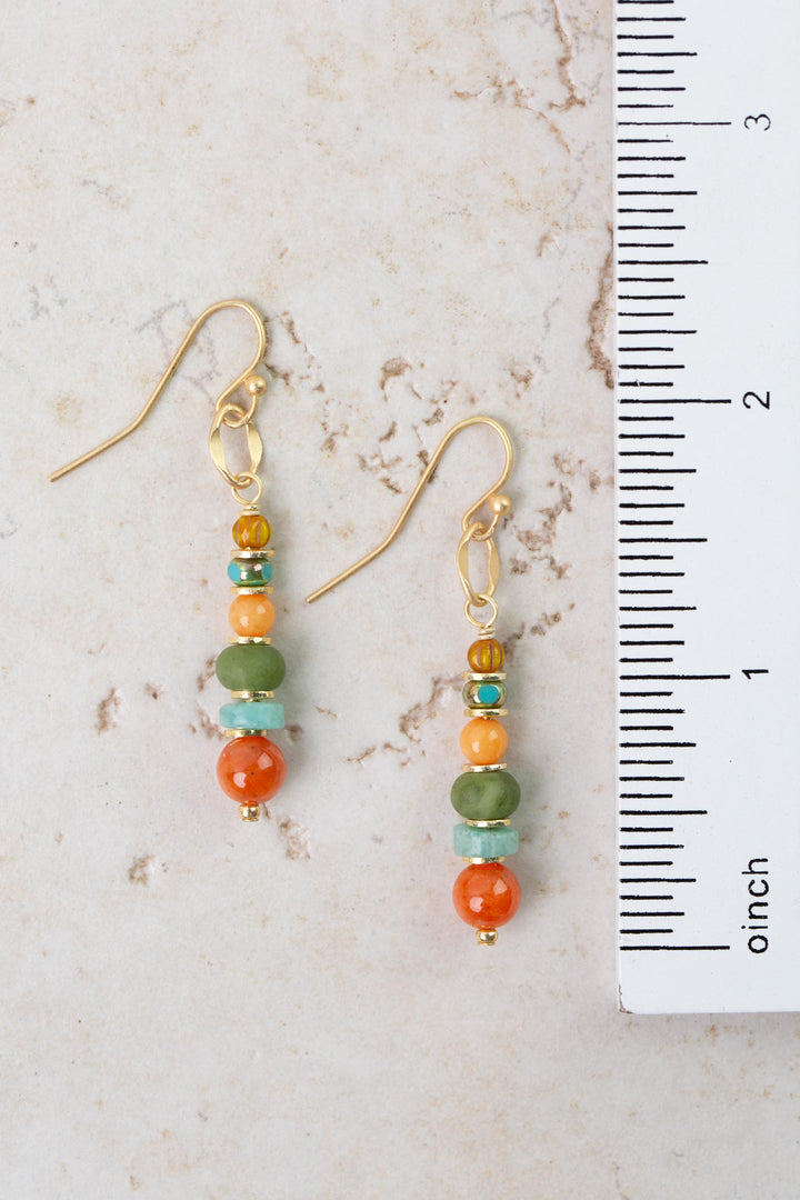 Secret Garden Red Aventurine, Amazonite, Orange Calcite Simple Earrings