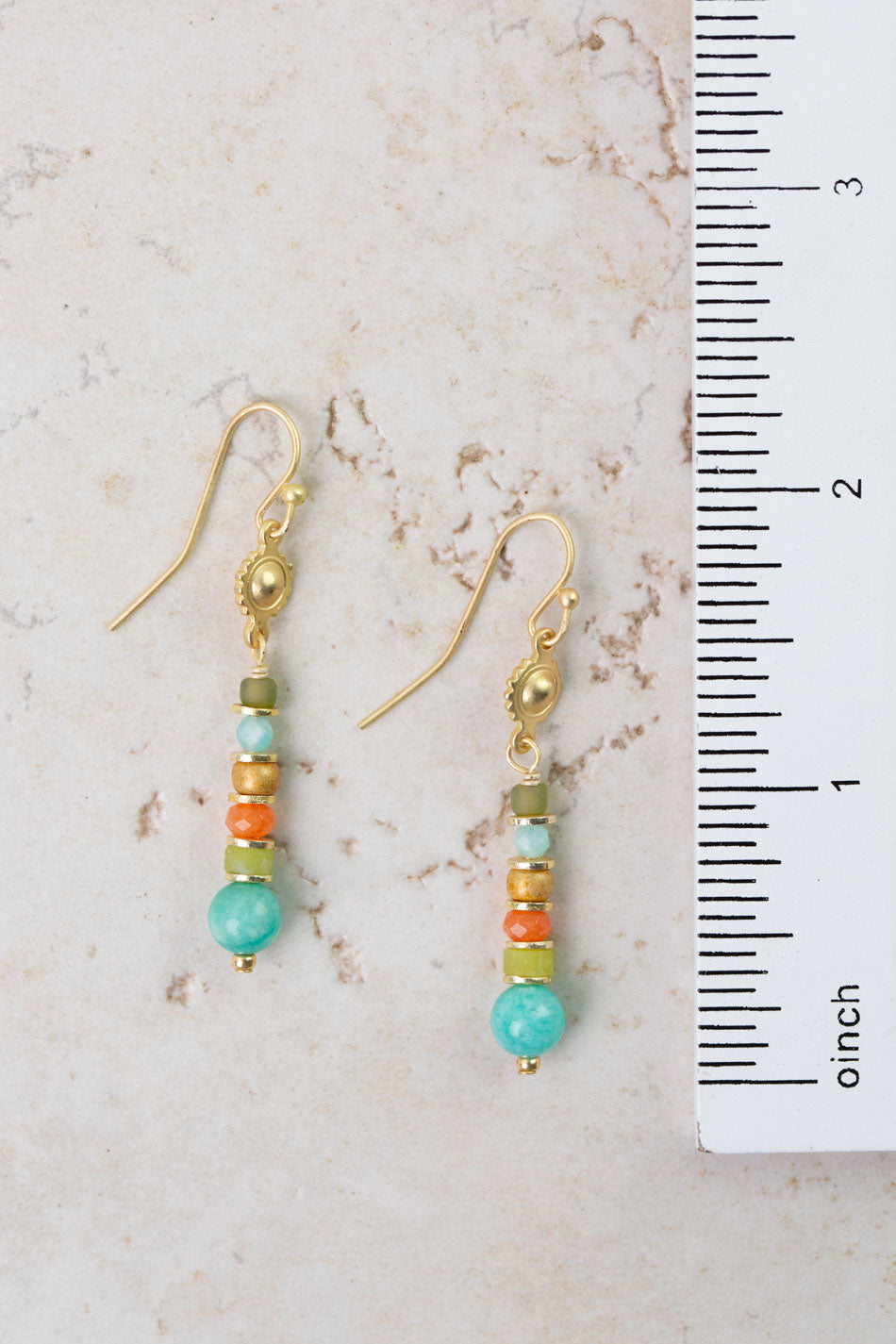Secret Garden Red Aventurine, Amazonite Simple Earrings