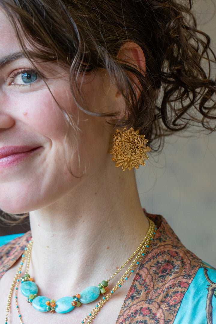 Secret Garden Large Sunflower Statement Earrings