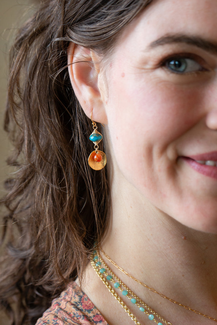 Secret Garden Orange Calcite, Czech Glass Herringbone Earrings