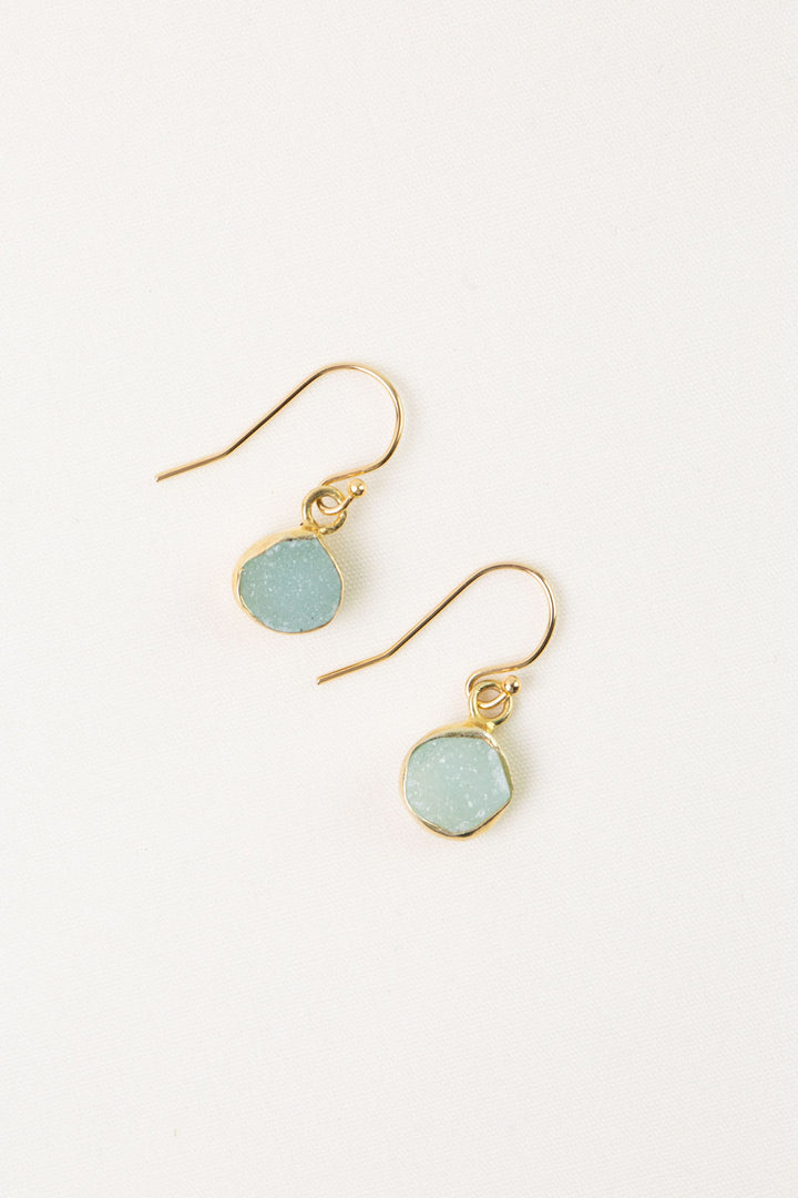 Serenity Simple Chalcedony Druzy Earrings