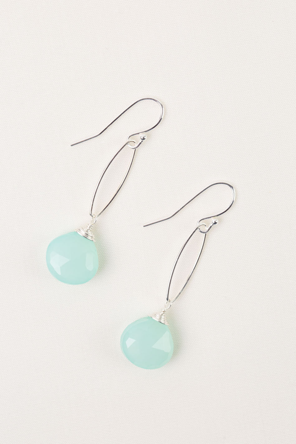 Serenity Seafoam Green Blue Chalcedony Simple Earrings