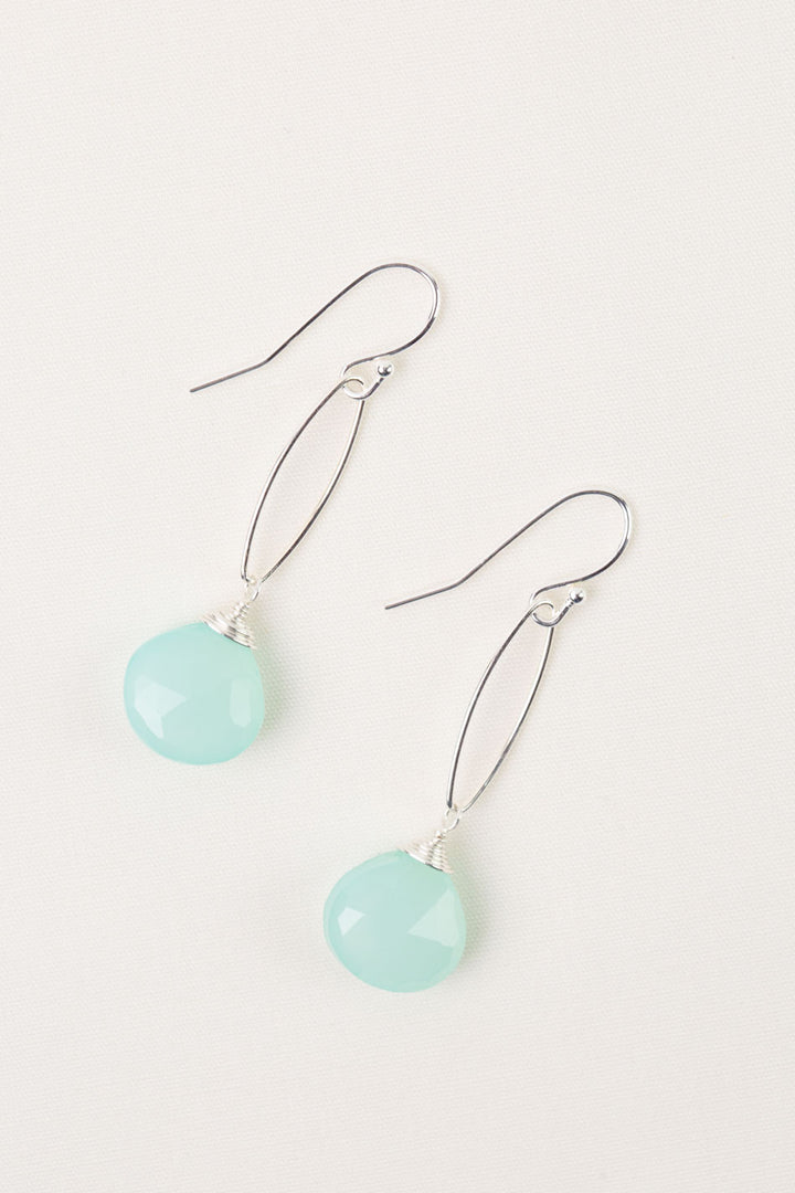 Serenity Seafoam Green Blue Chalcedony Simple Earrings