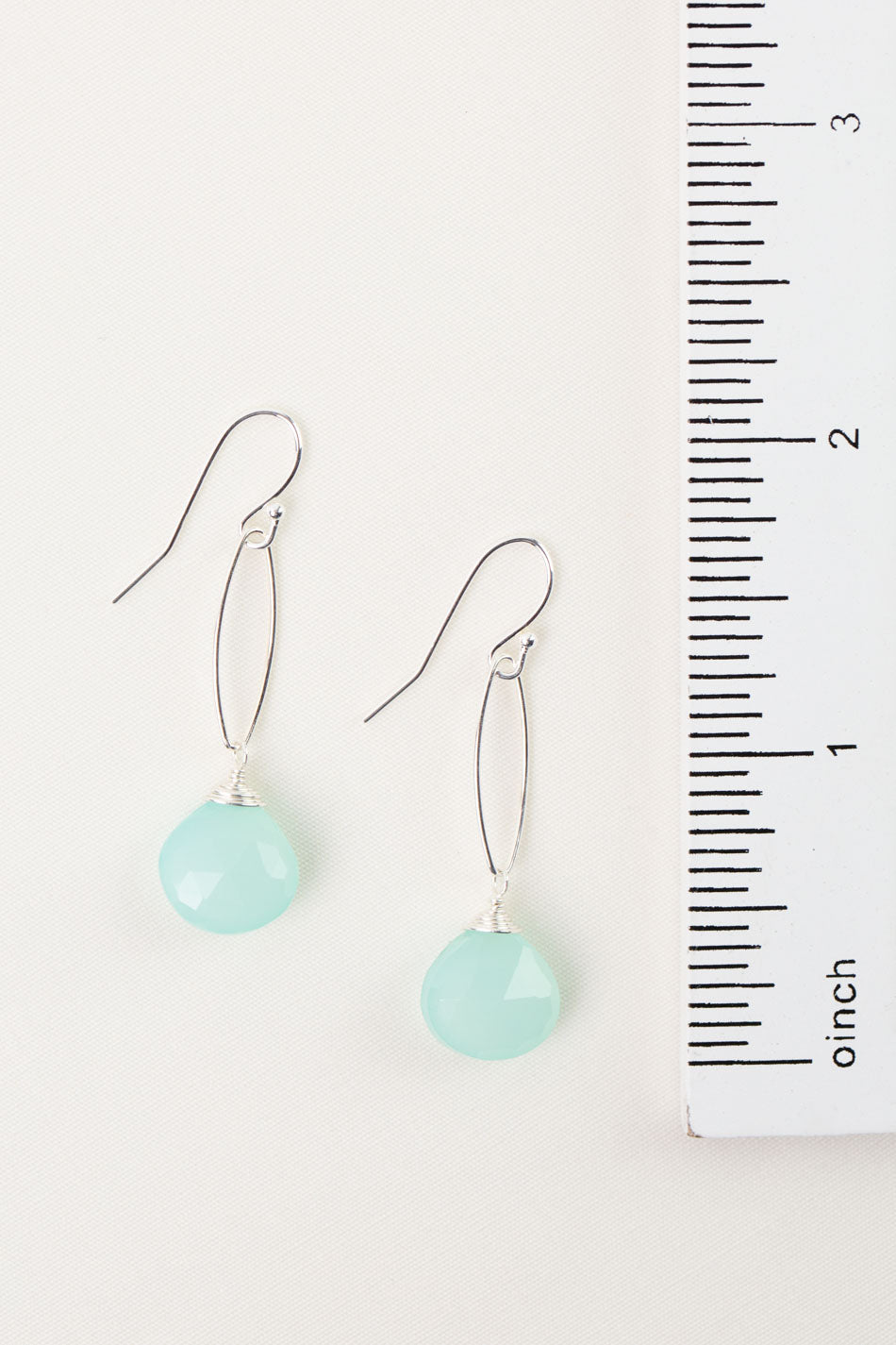 Serenity Seafoam Green Blue Chalcedony Simple Earrings