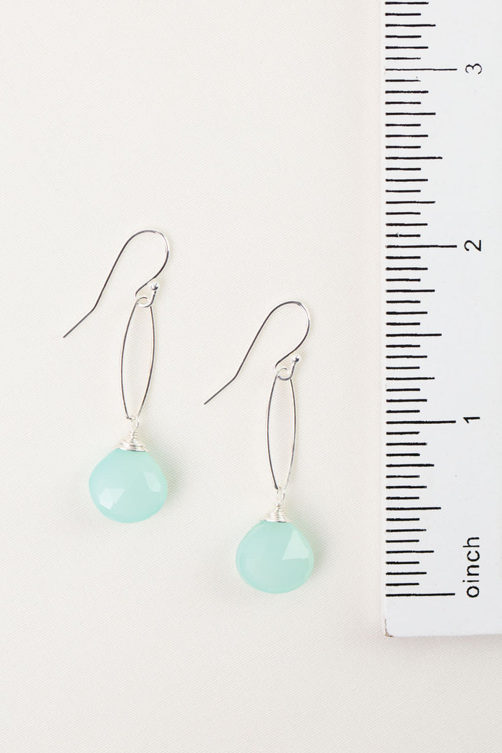 Serenity Seafoam Green Blue Chalcedony Simple Earrings