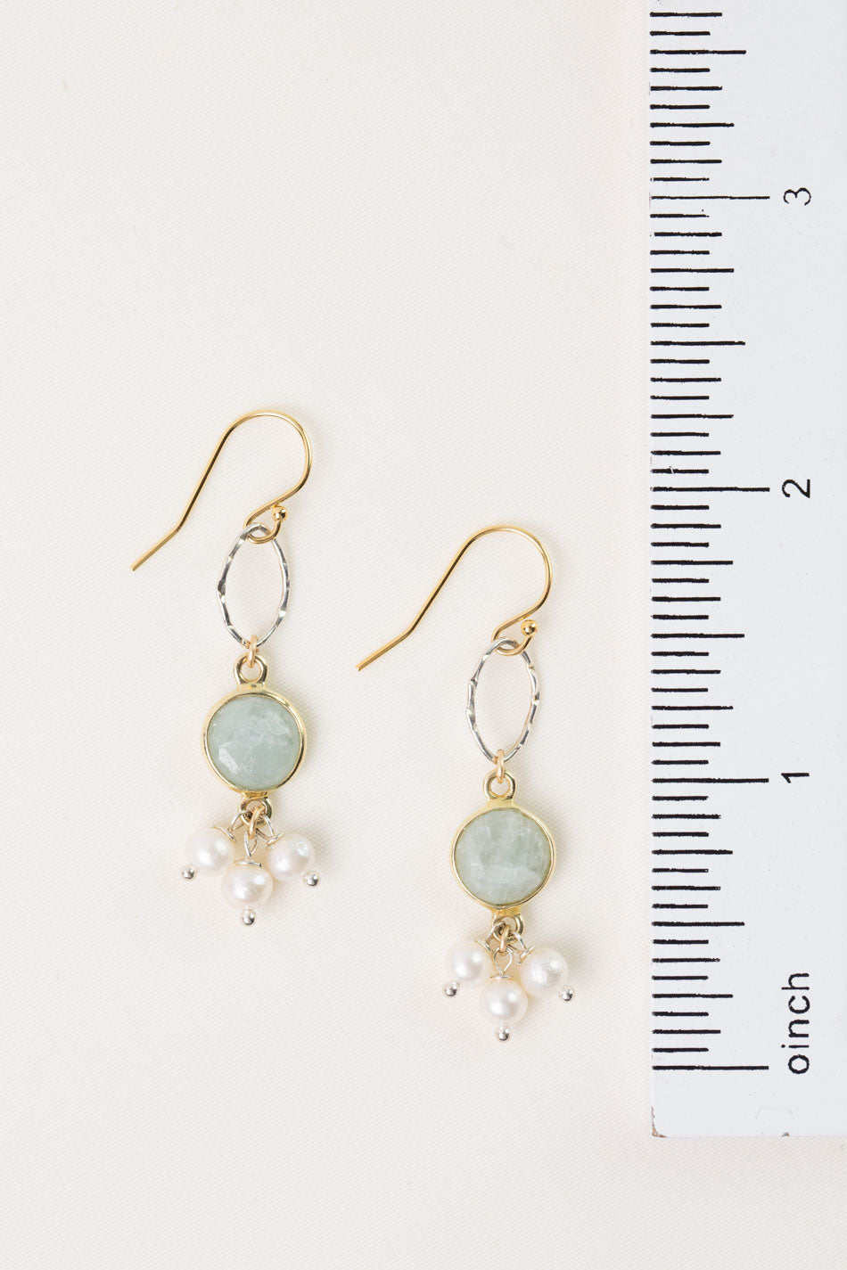 Serenity Freshwater Pearl With Faceted Aquamarine Cluster Earrings