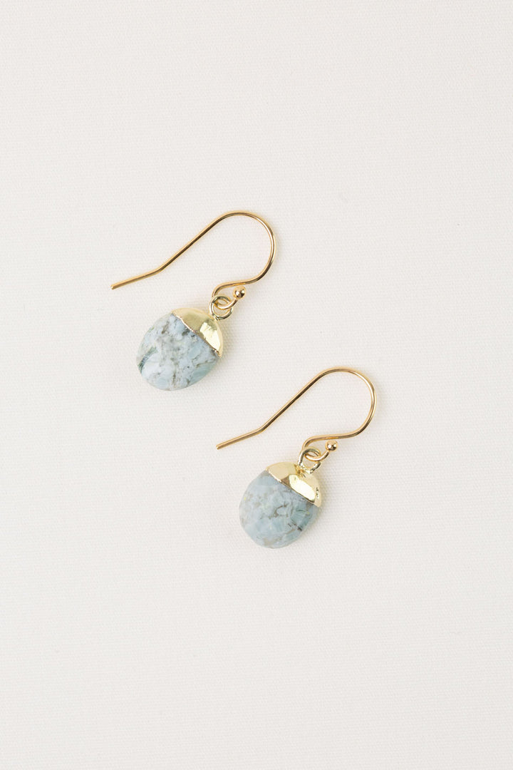 Serenity Faceted Blue Opal Gold Filled Bezel Simple Earrings