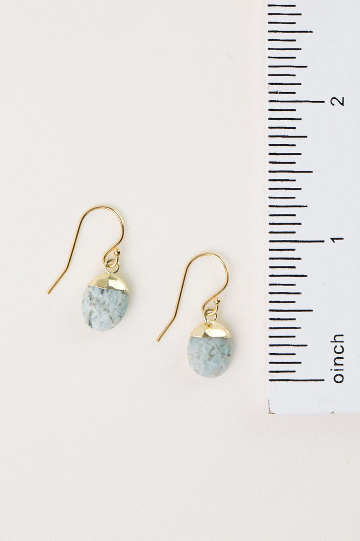 Serenity Faceted Blue Opal Gold Filled Bezel Simple Earrings