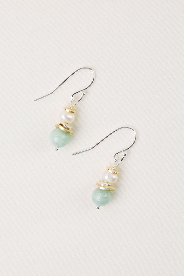 Serenity Freshwater Pearl, Amazonite Simple Earrings