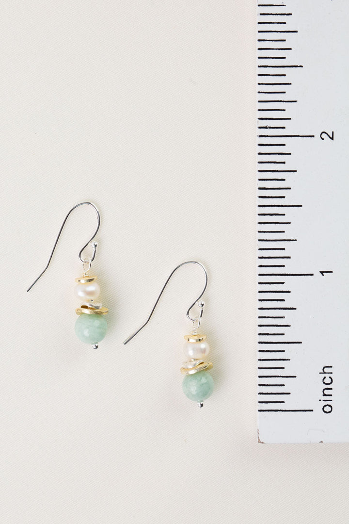Serenity Freshwater Pearl, Amazonite Simple Earrings