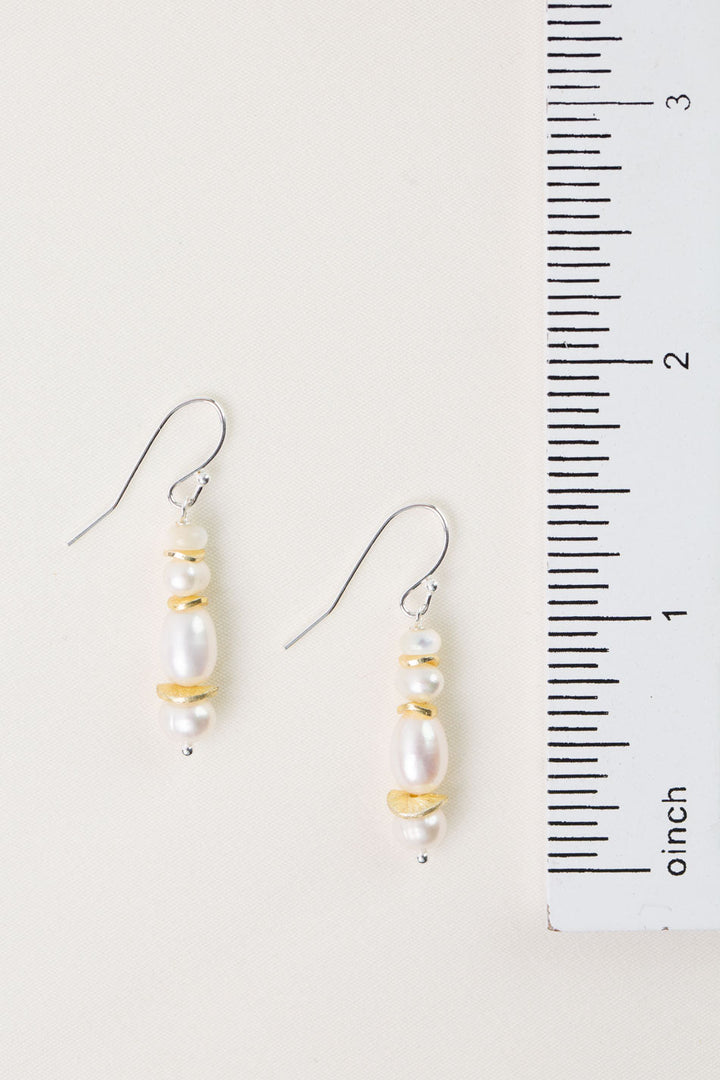 Serenity Mother Of Pearl, Freshwater Pearl Simple Earrings