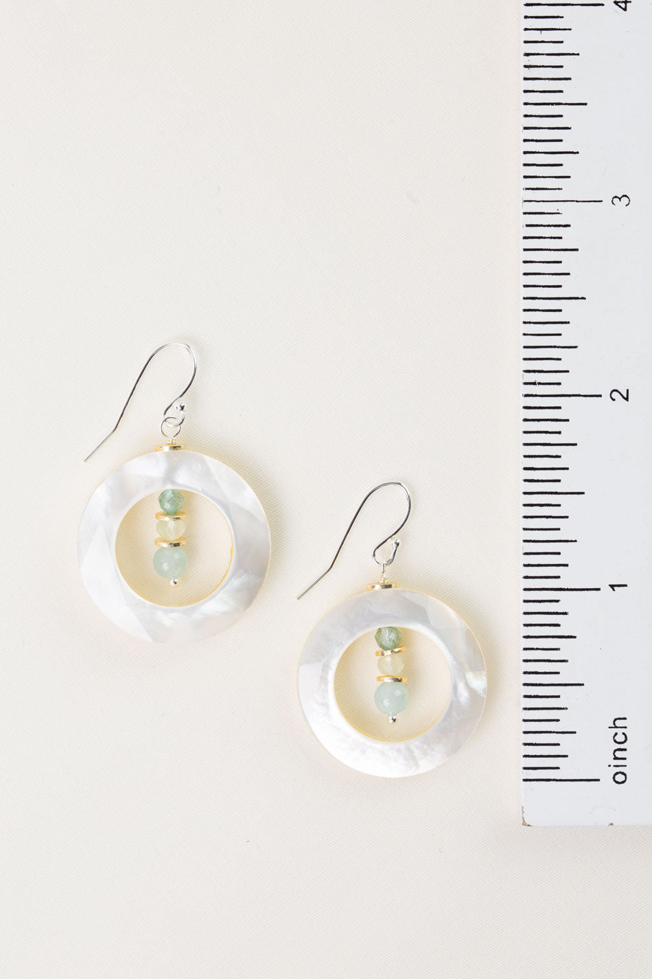 Serenity Mother Of Pearl, Aquamarine Statement Earrings
