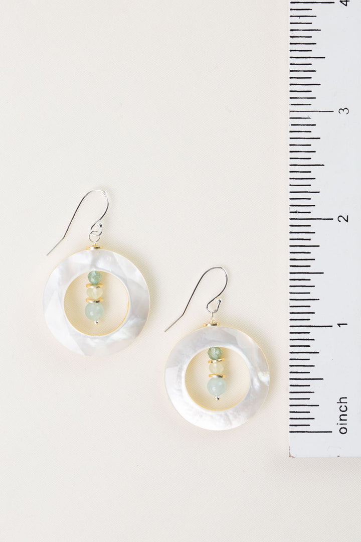 Serenity Mother Of Pearl, Aquamarine Statement Earrings