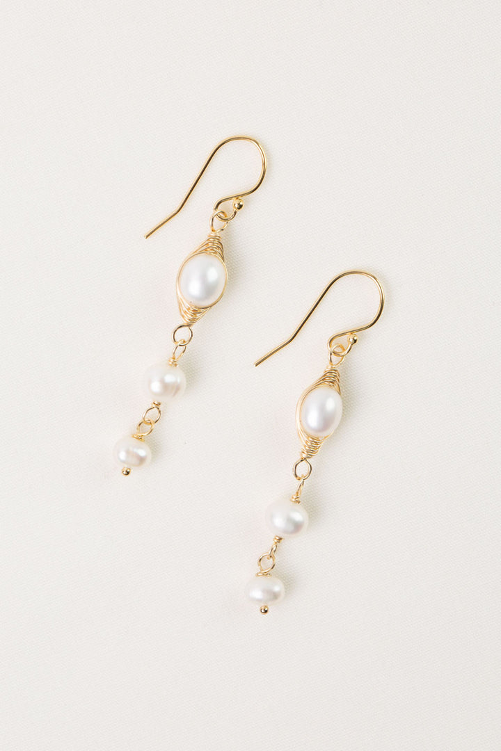 Serenity Freshwater Pearl Herringbone Earrings