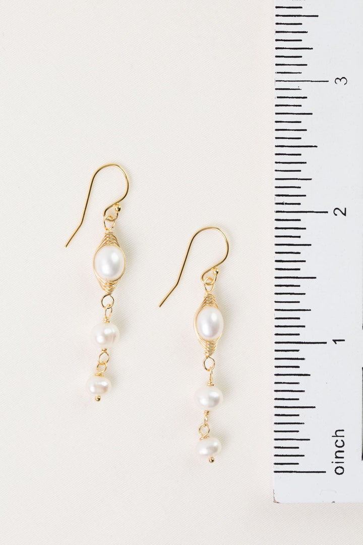 Serenity Freshwater Pearl Herringbone Earrings