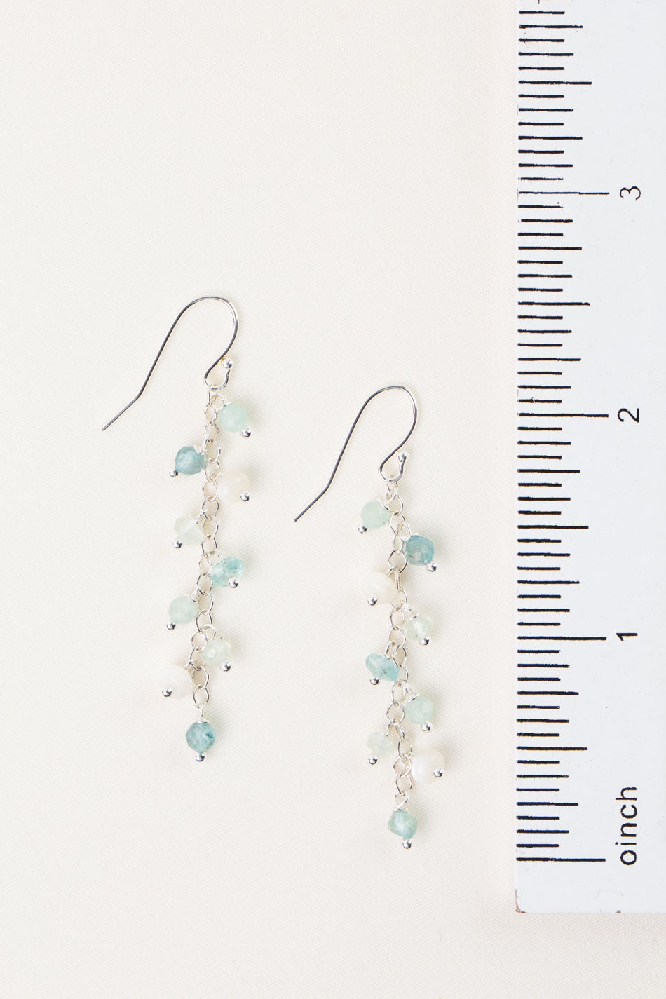 Serenity Mother Of Pearl, Aquamarine, Apatite Cluster Earrings