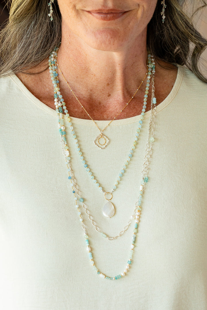She Recovers 16-18" Silver and Gold Hammered Hoops Simple Necklace