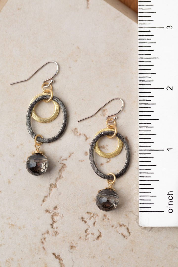 Silver & Gold Faceted Crystal Mixed Metal Earrings