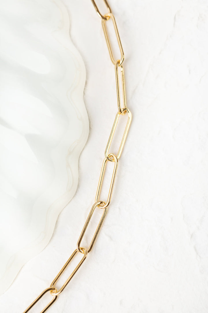 Simplicity 8" Gold Paperclip Simple Bracelet