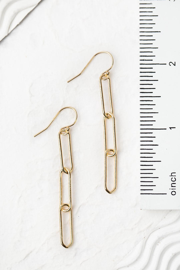 Simplicity Gold Longer Paperclip Simple Earrings