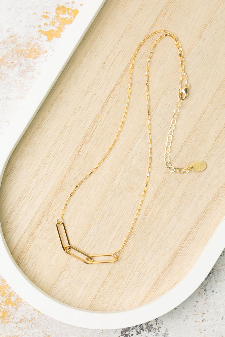 Simplicity 16-18" Gold Three Link Simple Necklace