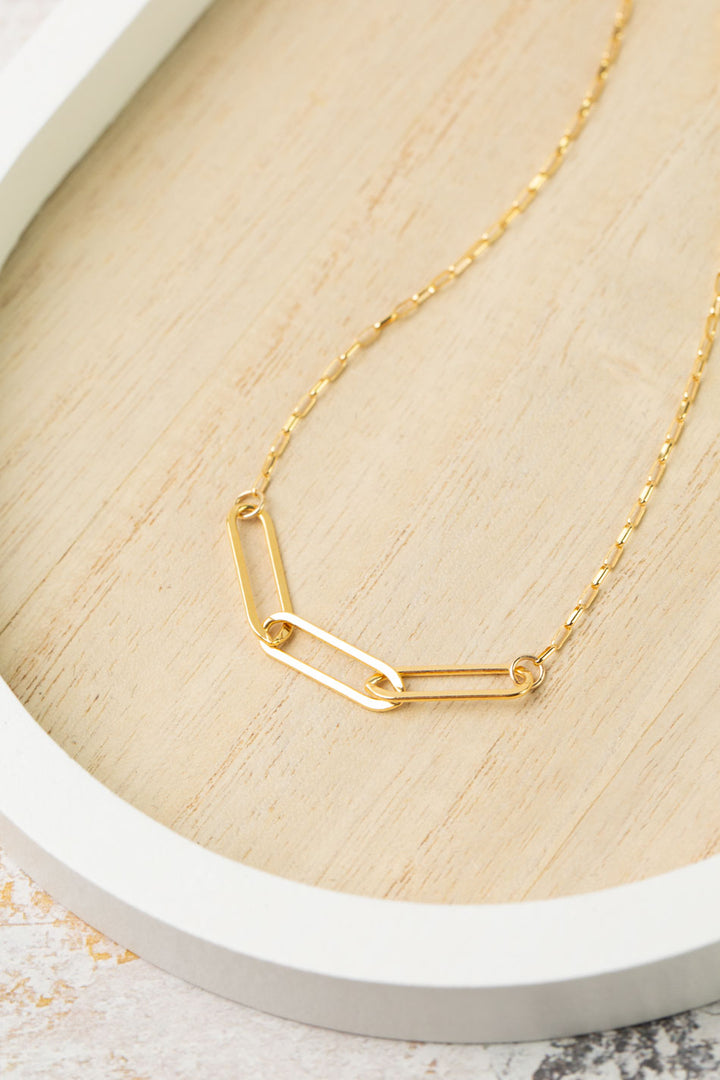 Simplicity 16-18" Gold Three Link Simple Necklace