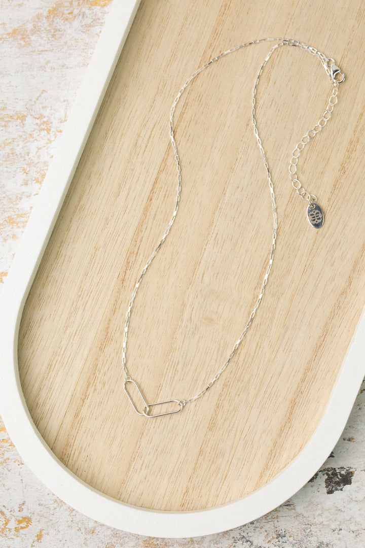 Simplicity 16-18" Silver Two Link Simple Necklace