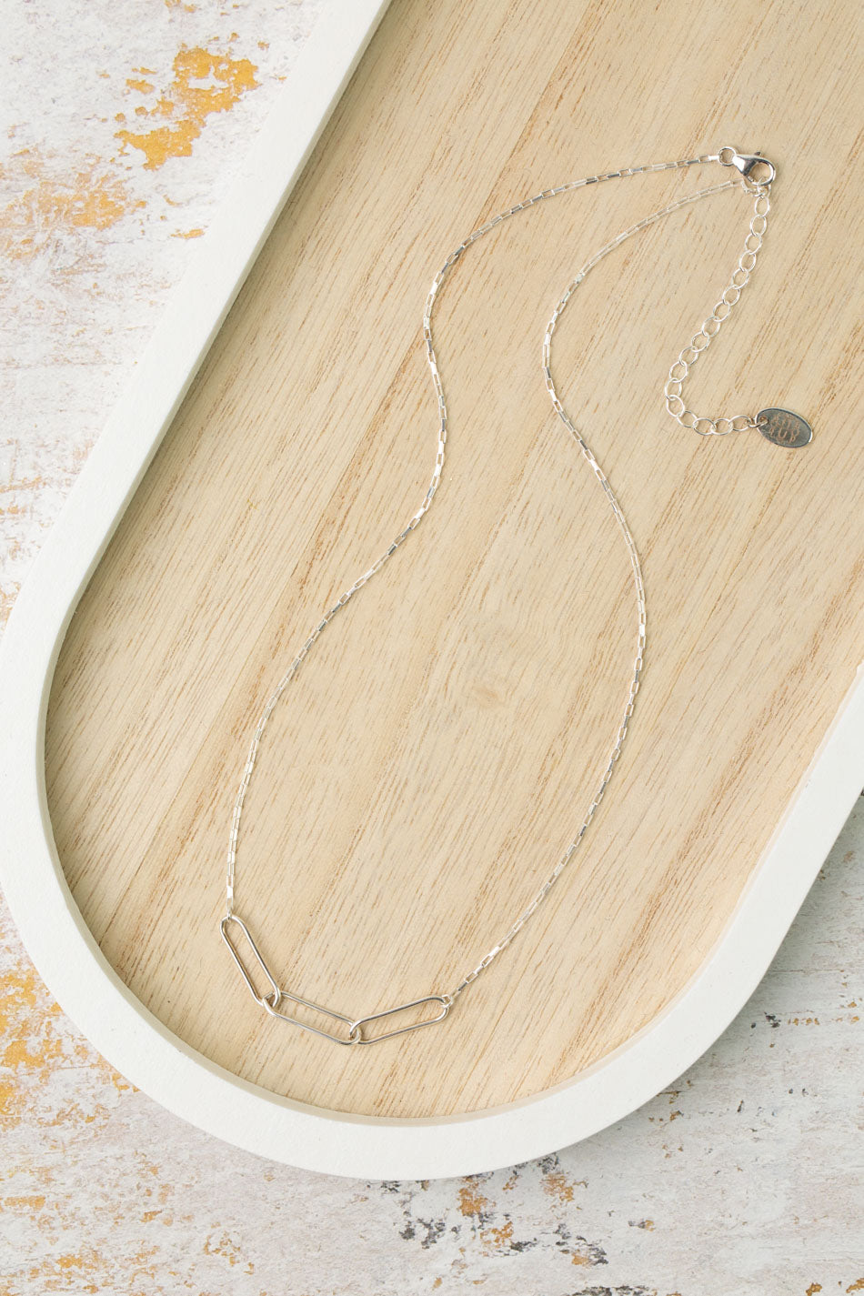 Simplicity 16-18" Silver Three Link Simple Necklace