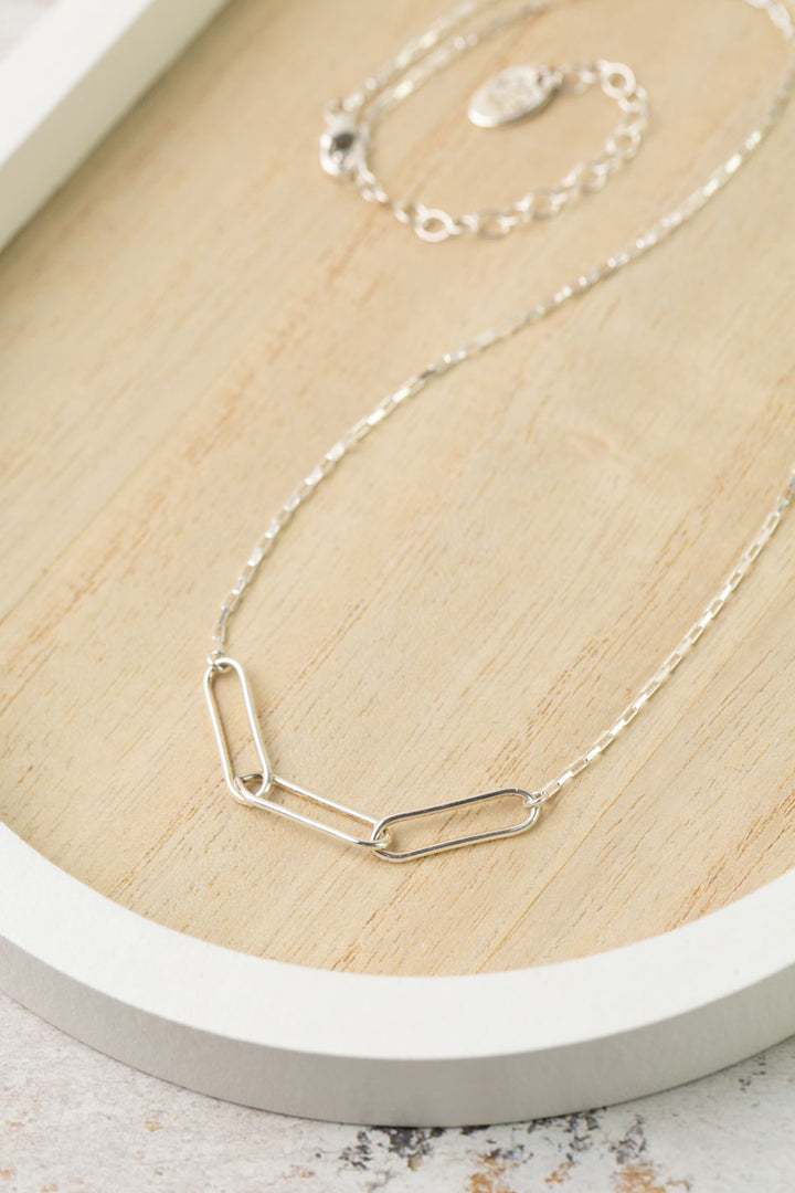 Simplicity 16-18" Silver Three Link Simple Necklace