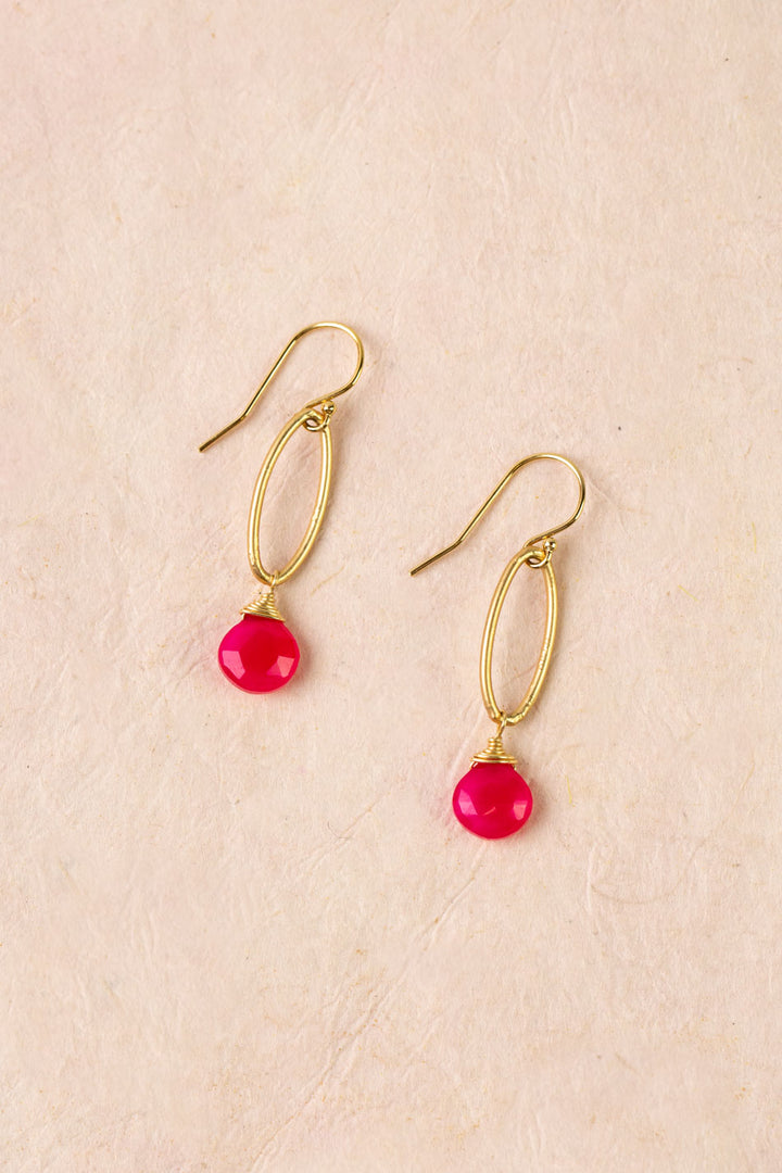 Splendor Fuchsia Jade Simple Earrings