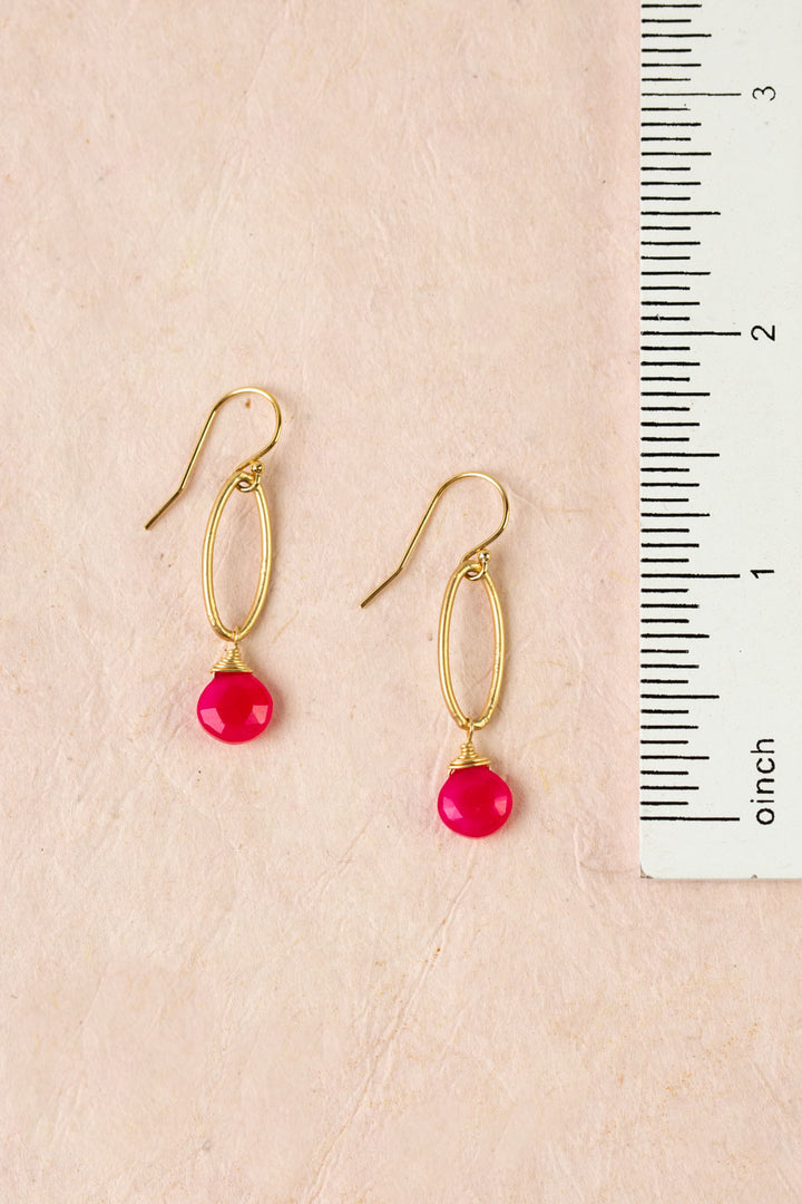 Splendor Fuchsia Jade Simple Earrings